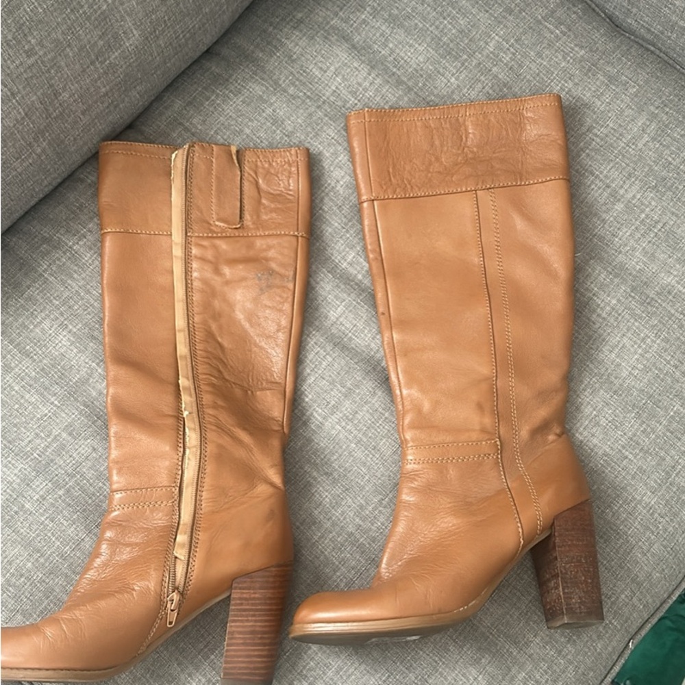 Nine West Tan Leather Heeled Boots